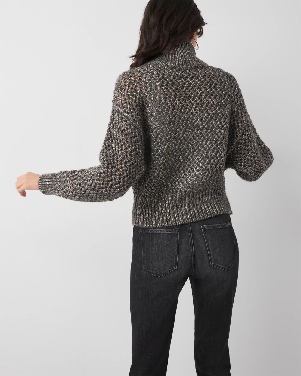 Open Stitch Zip-Up Cardigan | White House Black Market